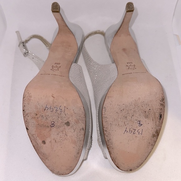 Antonio Melani Sierra Metallic Silver Slingback Peep Toe Heel Size 8M - EUC - Picture 13 of 14